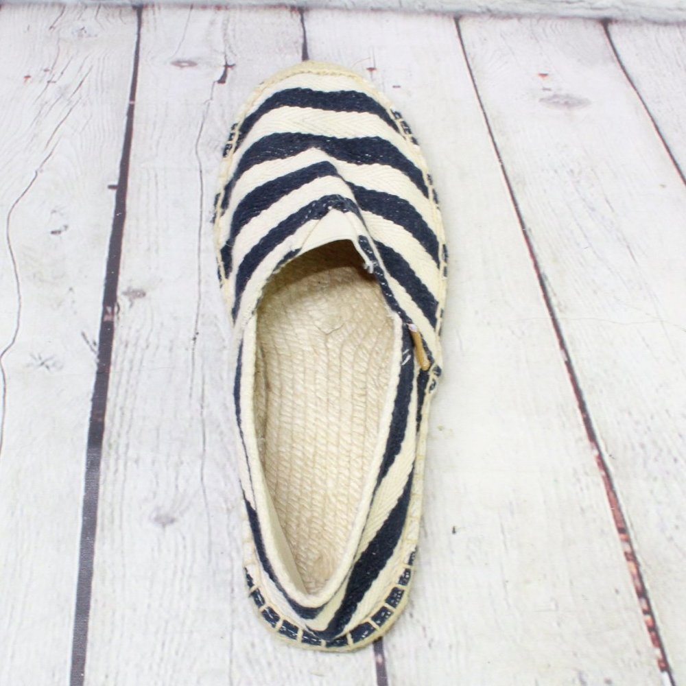 *Alexis Leroy Blue White Stripe Canvas Slip On Flat Espadrilles Size 38 - Picture 9 of 9